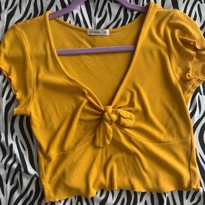 Yellow Crop Top with front tie